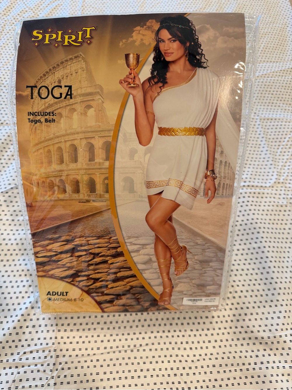 Spirit One-Shoulder Toga Dress in White and Gold